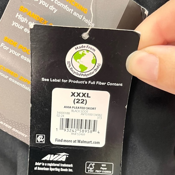 NWT Athletic Skort size XXXL plus size 22 skort side pocket moisture wicking - Picture 3 of 13
